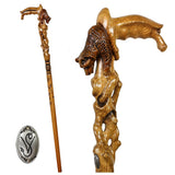 Handcarved Bear Head Cane: Artisan Detail, Awakening Design Hand Carved Artisan - Tophatter Daily Deals