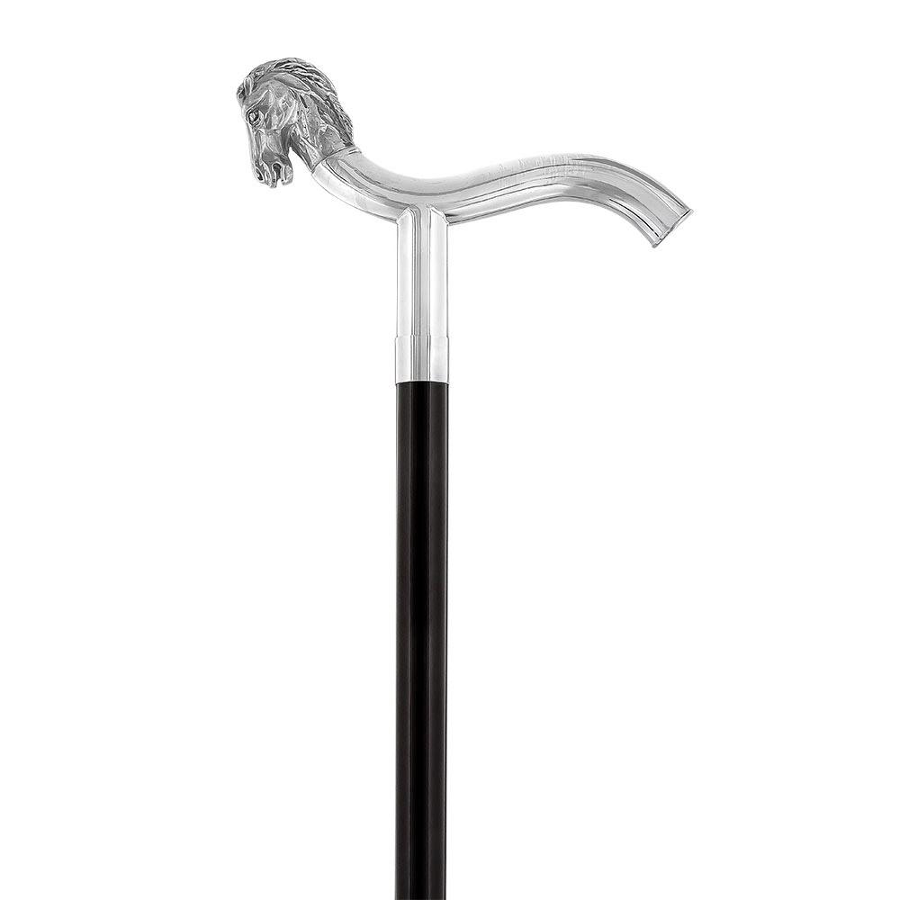 Italian Luxury: Horse Head Fritz Cane, Crafted in 925r Silver Horse Walking Canes - Tophatter Daily Deals