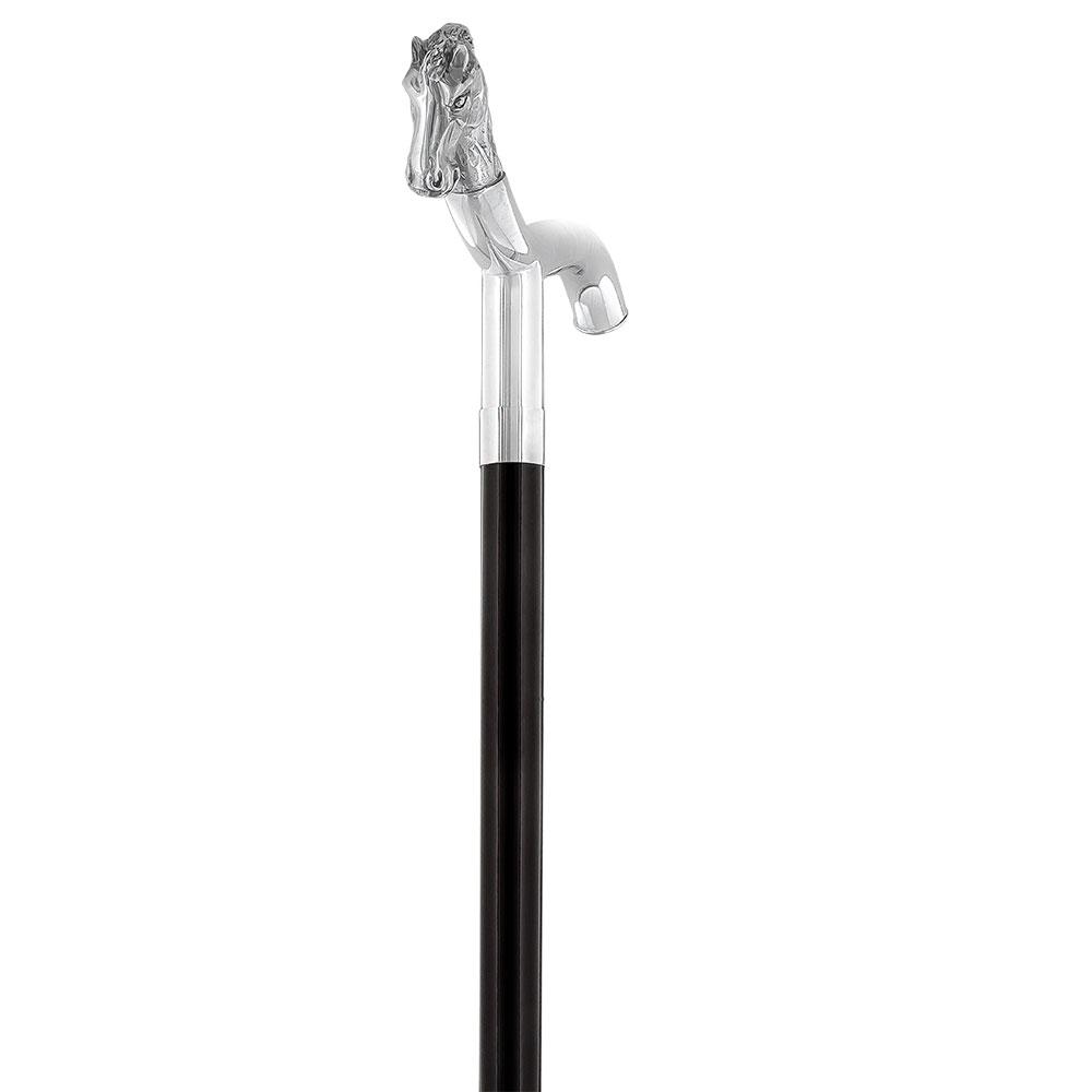 Italian Luxury: Horse Head Fritz Cane, Crafted in 925r Silver Horse Walking Canes - Tophatter Daily Deals