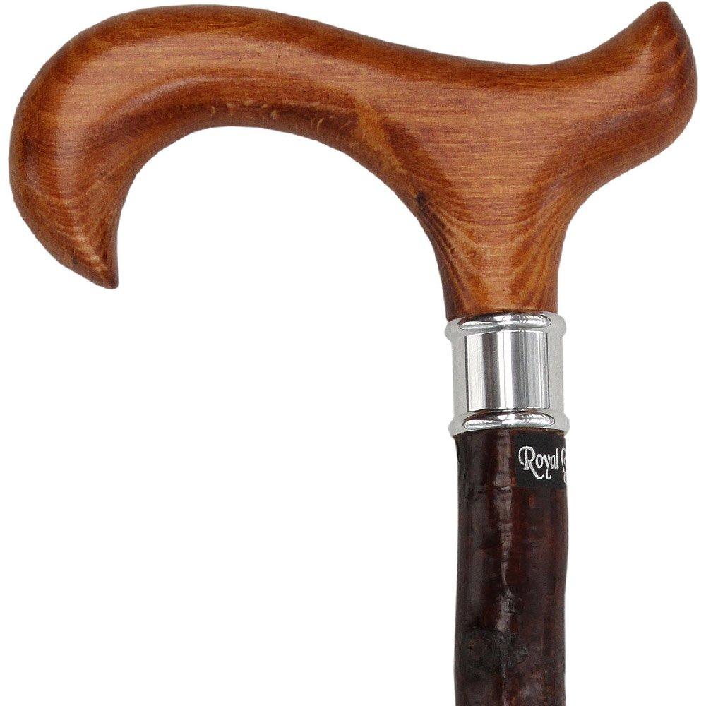 Genuine Blackthorn Wood Derby Walking Cane With Beech wood Handle and Silver Collar Irish Blackthorn Canes - Tophatter Daily Deals