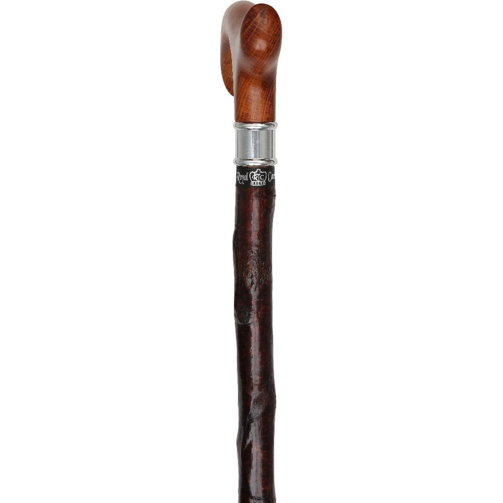 Genuine Blackthorn Wood Derby Walking Cane With Beech wood Handle and Silver Collar Irish Blackthorn Canes - Tophatter Daily Deals
