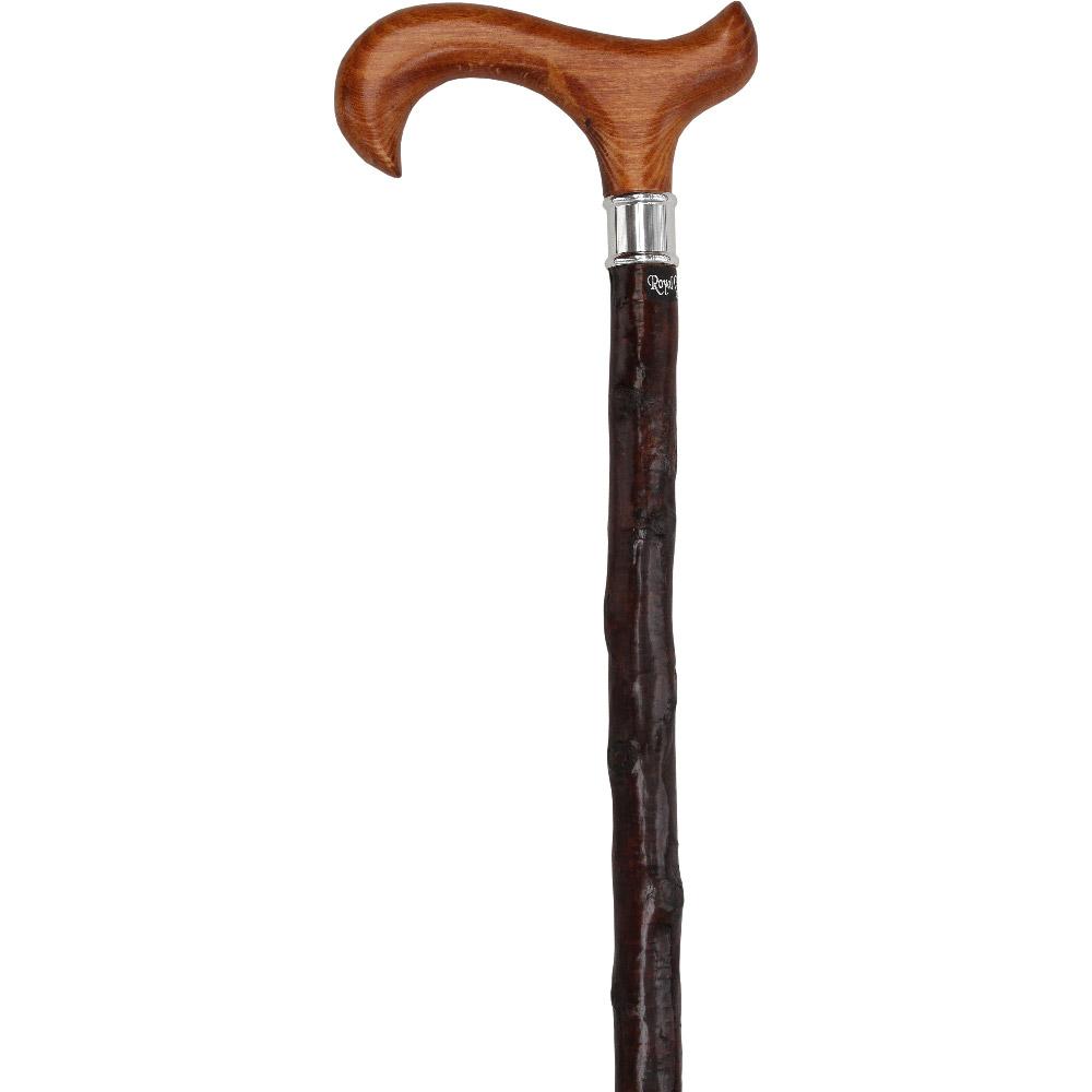 Genuine Blackthorn Wood Derby Walking Cane With Beech wood Handle and Silver Collar Irish Blackthorn Canes - Tophatter Daily Deals