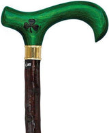 Genuine Blackthorn Wood Derby Walking Cane With Green Beech wood Handle and Shamrock Irish Blackthorn Canes - Tophatter Daily Deals