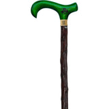 Genuine Blackthorn Wood Derby Walking Cane With Green Beech wood Handle and Shamrock Irish Blackthorn Canes - Tophatter Daily Deals