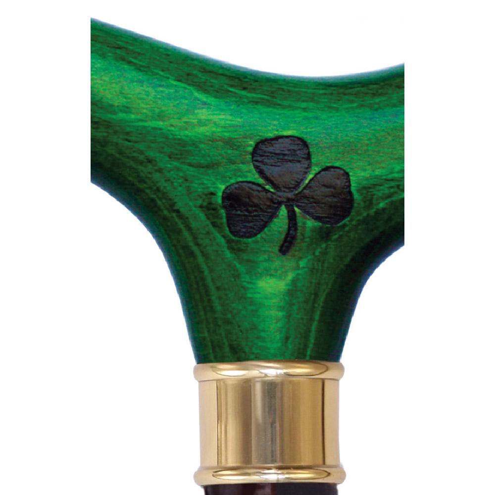Genuine Blackthorn Wood Derby Walking Cane With Green Beech wood Handle and Shamrock Irish Blackthorn Canes - Tophatter Daily Deals