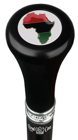Africa Proud Flat Top Walking Stick w/ Black Beechwood Shaft & Pewter Collar Military Walking Canes - Tophatter Daily Deals