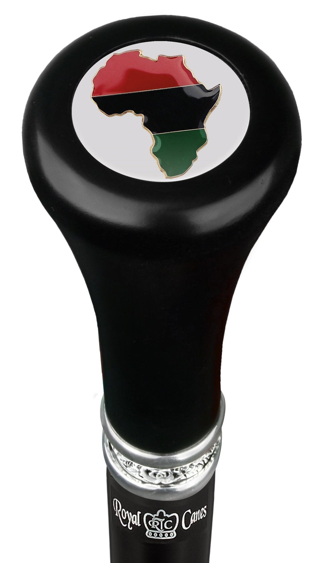 Africa Proud Flat Top Walking Stick w/ Black Beechwood Shaft & Pewter Collar Military Walking Canes - Tophatter Daily Deals