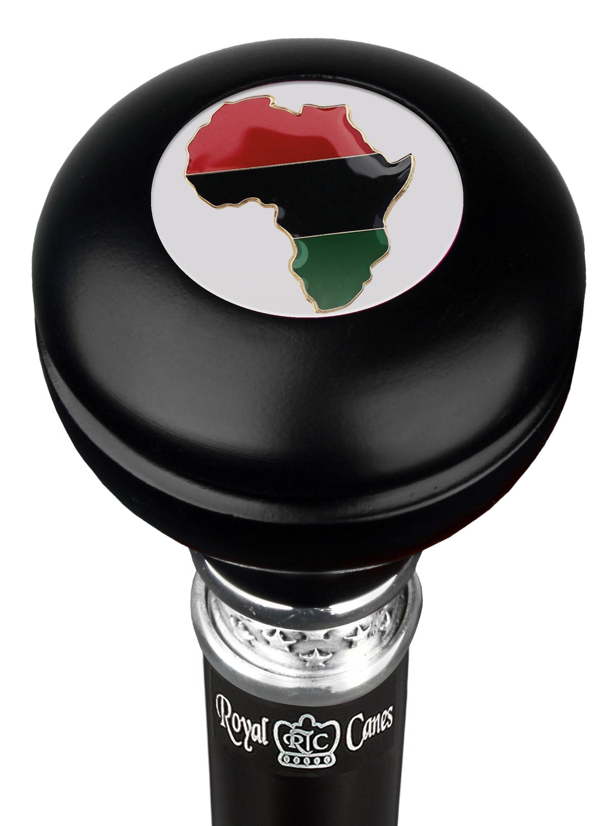Africa Proud Round Knob Walking Stick w/ Black Beechwood Shaft & Pewter Collar Military Walking Canes - Tophatter Daily Deals