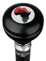Africa Proud Round Knob Walking Stick w/ Black Beechwood Shaft & Pewter Collar Military Walking Canes - Tophatter Daily Deals