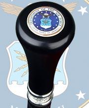 Air Force Coat of Arms Flat Top Stick: Beechwood Shaft Pewter Military Walking Canes - Tophatter Daily Deals