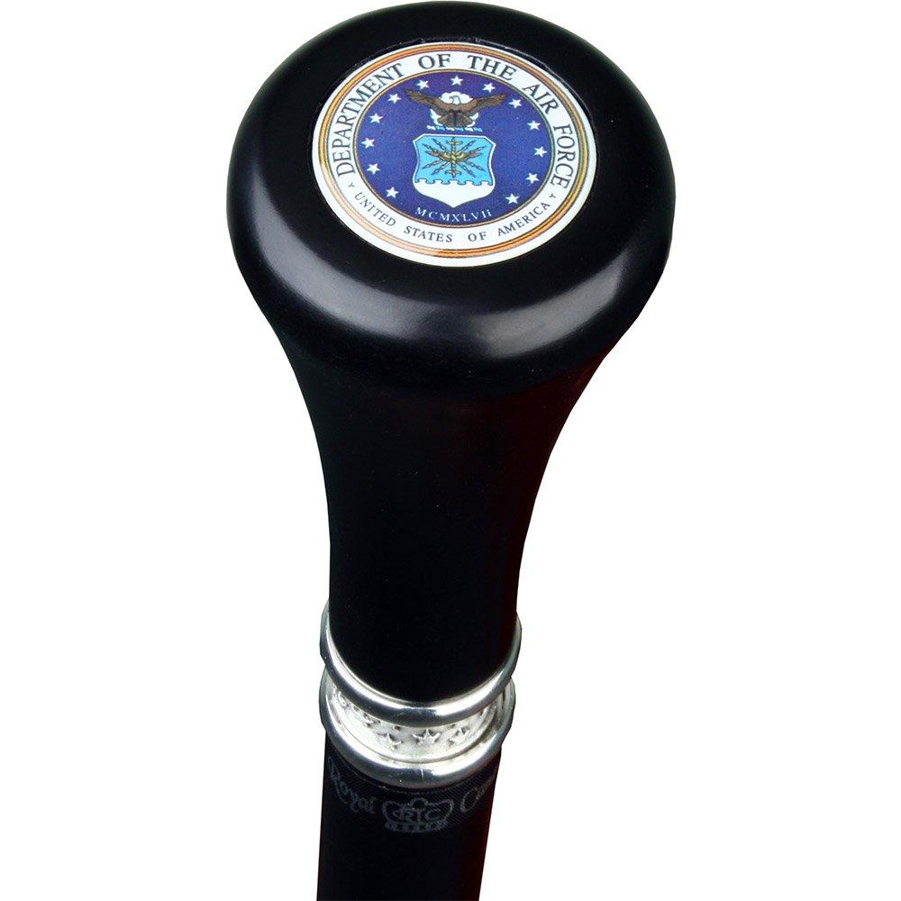 Air Force Coat of Arms Flat Top Stick: Beechwood Shaft Pewter Military Walking Canes - Tophatter Daily Deals