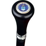 Air Force Coat of Arms Flat Top Stick: Beechwood Shaft Pewter Military Walking Canes - Tophatter Daily Deals