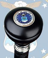Air Force Coat of Arms Knob Stick: Large Knob, Pewter Collar Military Walking Canes - Tophatter Daily Deals
