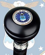 Air Force Coat of Arms Knob Stick: Large Knob, Pewter Collar Military Walking Canes - Tophatter Daily Deals