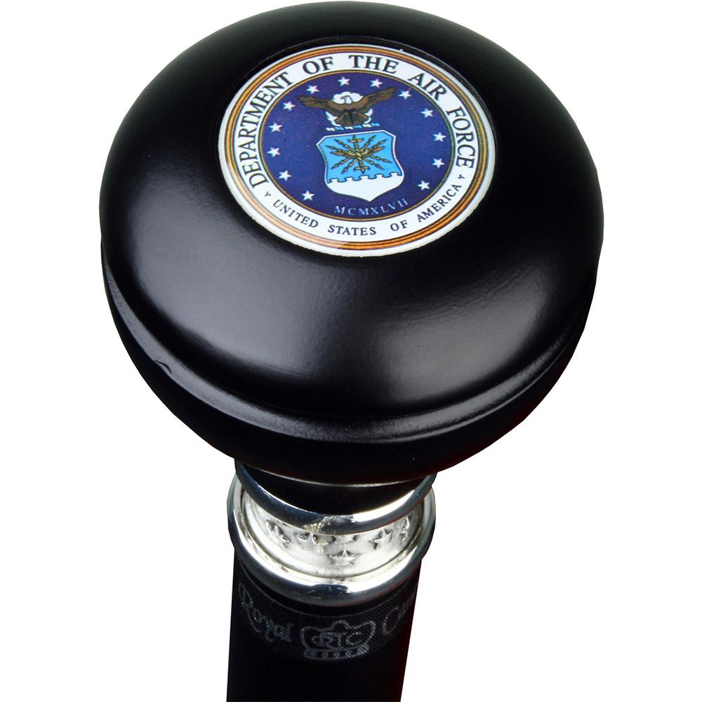 Air Force Coat of Arms Knob Stick: Large Knob, Pewter Collar Military Walking Canes - Tophatter Daily Deals