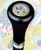 Army War Office Seal Flat Top Stick: Beechwood Shaft Pewter Military Walking Canes - Tophatter Daily Deals