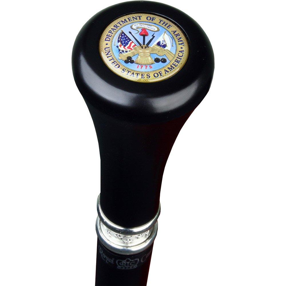 Army War Office Seal Flat Top Stick: Beechwood Shaft Pewter Military Walking Canes - Tophatter Daily Deals