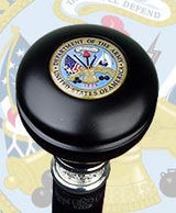 Army War Office Seal Knob Stick: Large Knob, Pewter Collar Military Walking Canes - Tophatter Daily Deals