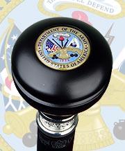 Army War Office Seal Knob Stick: Large Knob, Pewter Collar Military Walking Canes - Tophatter Daily Deals
