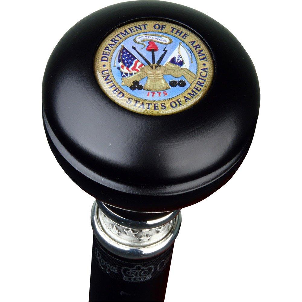 Army War Office Seal Knob Stick: Large Knob, Pewter Collar Military Walking Canes - Tophatter Daily Deals