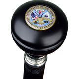 Army War Office Seal Knob Stick: Large Knob, Pewter Collar Military Walking Canes - Tophatter Daily Deals