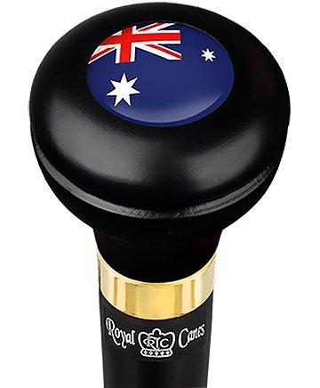 Australia Flag Emblem Flask Walking Stick: Wood Shaft Hidden Flask Military Walking Canes - Tophatter Daily Deals