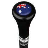 Australia Flag Flat Top Stick: Beechwood Shaft Pewter Military Walking Canes - Tophatter Daily Deals