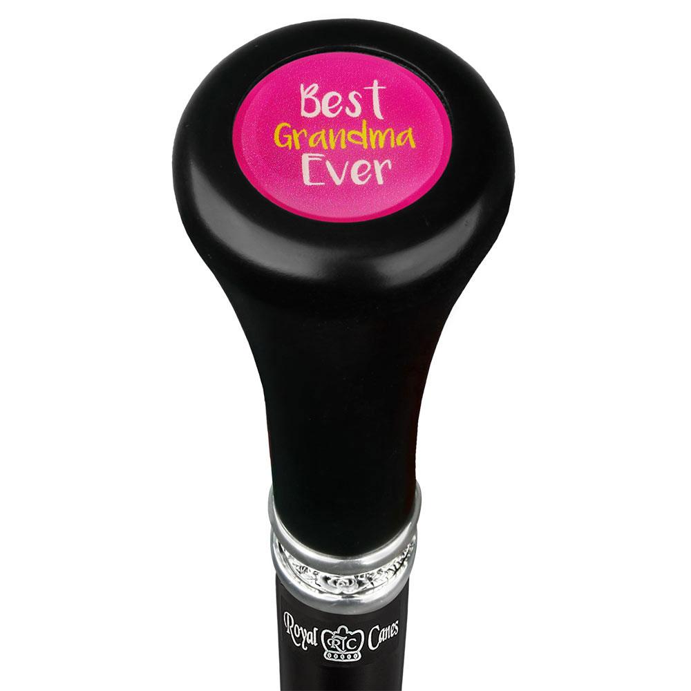 Best Grandma Top Walking Stick w/ Black Beechwood Shaft & Pewter Collar Military Walking Canes - Tophatter Daily Deals