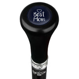 Best Mom Flat Top Walking Stick w/ Black Beechwood Shaft & Pewter Collar Military Walking Canes - Tophatter Daily Deals