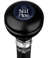 Best Mom Knob Walking Stick w/ Black Beechwood Shaft & Pewter Collar Military Walking Canes - Tophatter Daily Deals