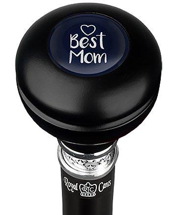 Best Mom Knob Walking Stick w/ Black Beechwood Shaft & Pewter Collar Military Walking Canes - Tophatter Daily Deals
