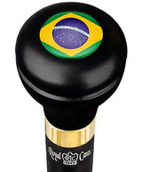 Brazil Flag Emblem Flask Walking Stick: Wood Shaft Hidden Flask Military Walking Canes - Tophatter Daily Deals