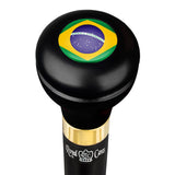 Brazil Flag Emblem Flask Walking Stick: Wood Shaft Hidden Flask Military Walking Canes - Tophatter Daily Deals