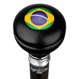 Brazil Flag Emblem Knob Stick: Large Knob, Pewter Collar Military Walking Canes - Tophatter Daily Deals