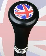 British Flag Flat Top Stick: Beechwood Shaft Pewter Military Walking Canes - Tophatter Daily Deals