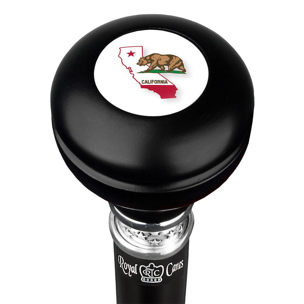 California Flag Emblem Knob Stick: Large Knob, Pewter Collar Military Walking Canes - Tophatter Daily Deals