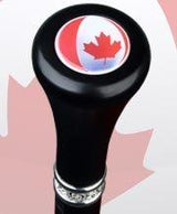 Canadian Flag Flat Top Stick: Beechwood Shaft Pewter Military Walking Canes - Tophatter Daily Deals