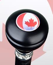 Canadian Flag Emblem Knob Stick: Large Knob, Pewter Collar Military Walking Canes - Tophatter Daily Deals