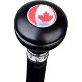 Canadian Flag Emblem Knob Stick: Large Knob, Pewter Collar Military Walking Canes - Tophatter Daily Deals