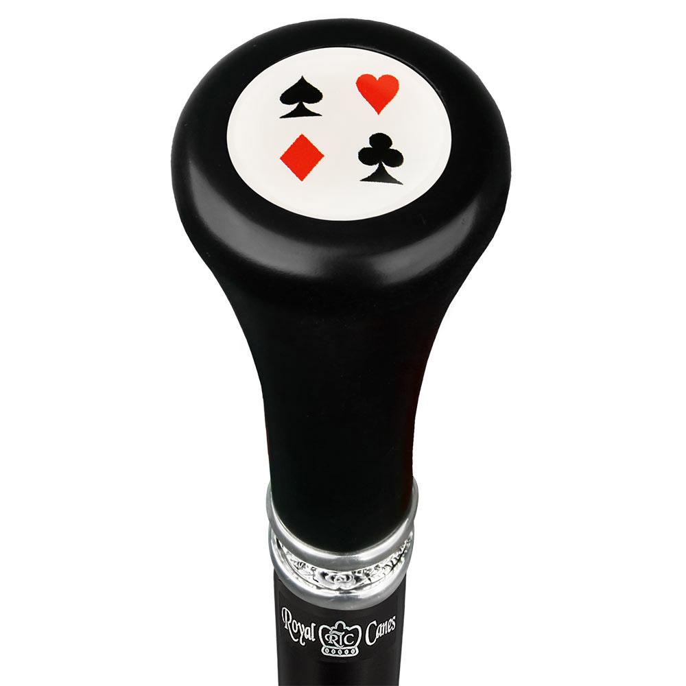 Cards Casino Flat Top Stick: Beechwood Shaft Pewter Military Walking Canes - Tophatter Daily Deals