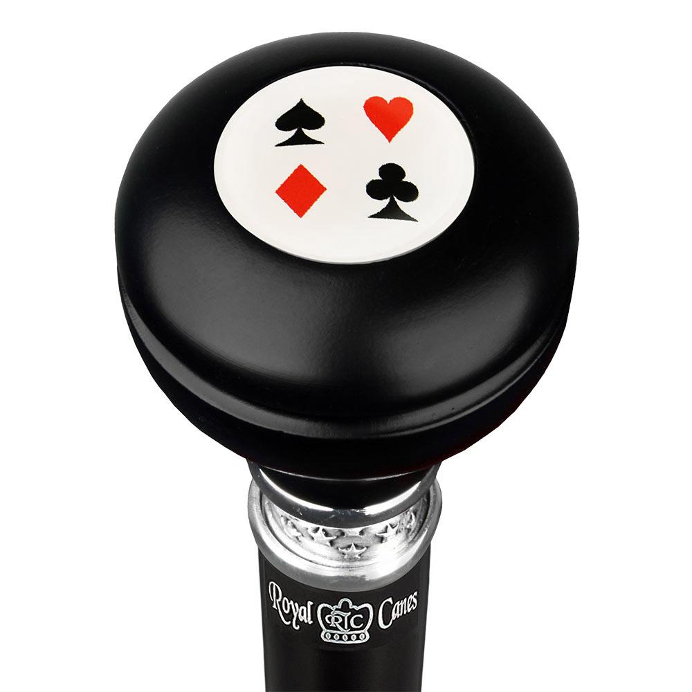Cards Casino Knob Stick: Large Knob, Pewter Collar Military Walking Canes - Tophatter Daily Deals
