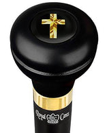 Christian Cross Symbol Flask Walking Stick w/ Black Beechwood Shaft & Pewter Collar Military Walking Canes - Tophatter Daily Deals