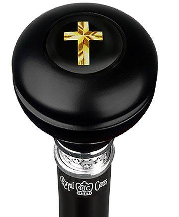 Christian Cross Knob Stick - Beechwood Shaft & Pewter Collar Military Walking Canes - Tophatter Daily Deals