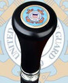 Scratch & Dent Coast Guard Flat Top Walking Stick With Black Beechwood Shaft and Pewter Collar V1301 Military Walking Canes - Tophatter Daily Deals