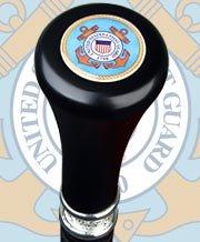 Scratch & Dent Coast Guard Flat Top Walking Stick With Black Beechwood Shaft and Pewter Collar V1301 Military Walking Canes - Tophatter Daily Deals