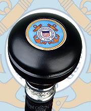 Coast Guard Knob Stick: Large Knob, Pewter Collar Military Walking Canes - Tophatter Daily Deals