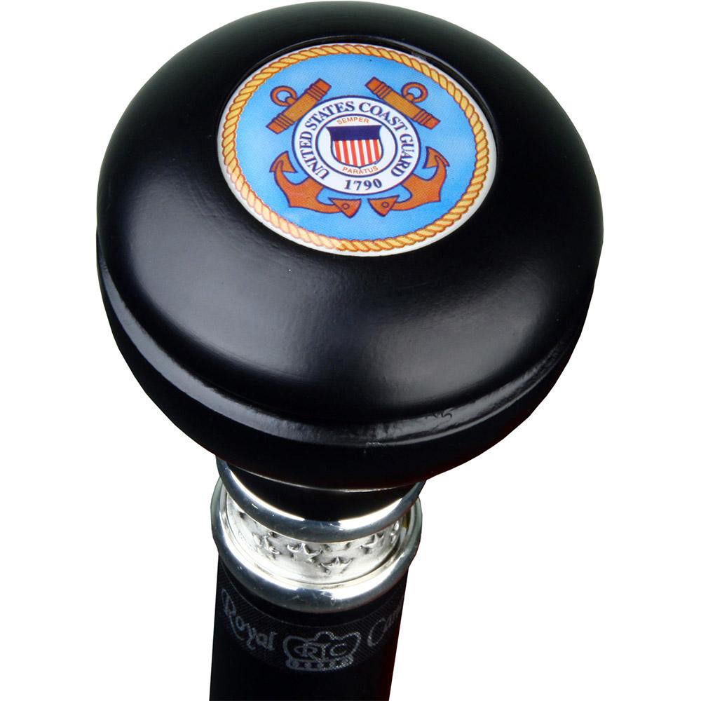Coast Guard Knob Stick: Large Knob, Pewter Collar Military Walking Canes - Tophatter Daily Deals