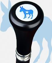 Democrat Emblem Flat Top Stick: Beechwood Shaft Pewter Military Walking Canes - Tophatter Daily Deals