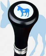 Democrat Emblem Flat Top Stick: Beechwood Shaft Pewter Military Walking Canes - Tophatter Daily Deals