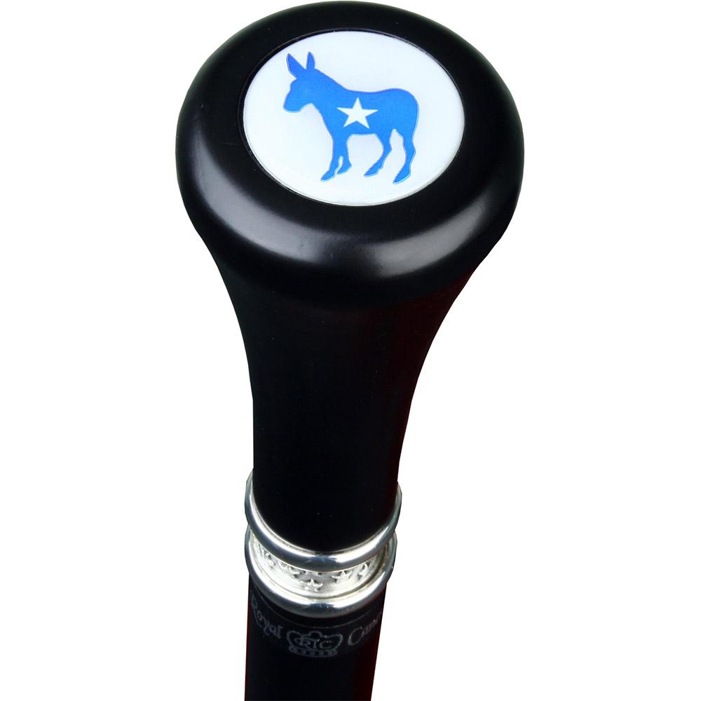 Democrat Emblem Flat Top Stick: Beechwood Shaft Pewter Military Walking Canes - Tophatter Daily Deals